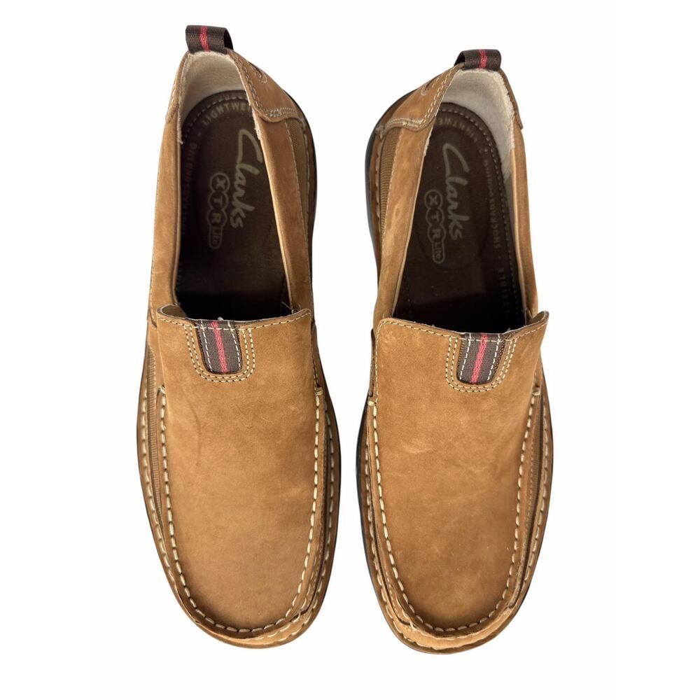 Clarks Men’s Slip On Loafers Brown Nubuck Leather Comfort Shoes US 9.5